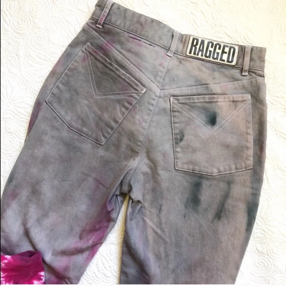 RAGGED PRIEST High Waist Tie Dye Skinny Ankle Jeans Dip Dyed Pink Gray S… - Picture 7 of 9
